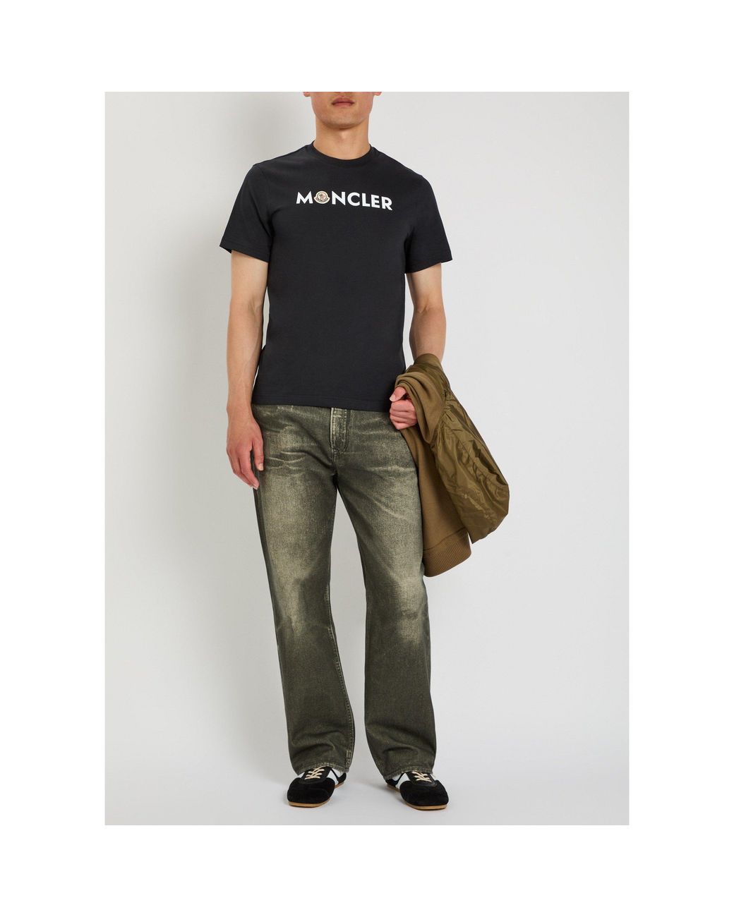 Moncler Black Cotton T-Shirt for men