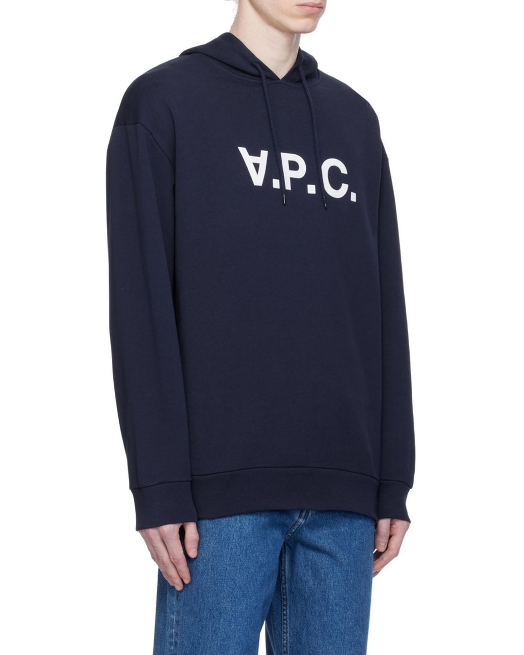 A.P.C. Blue Logo Printed Drawstring Hoodie for men