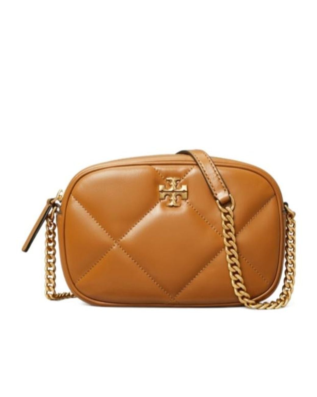 Tory Burch Brown Kira Diamond Quilt Camera Crossbody Bag