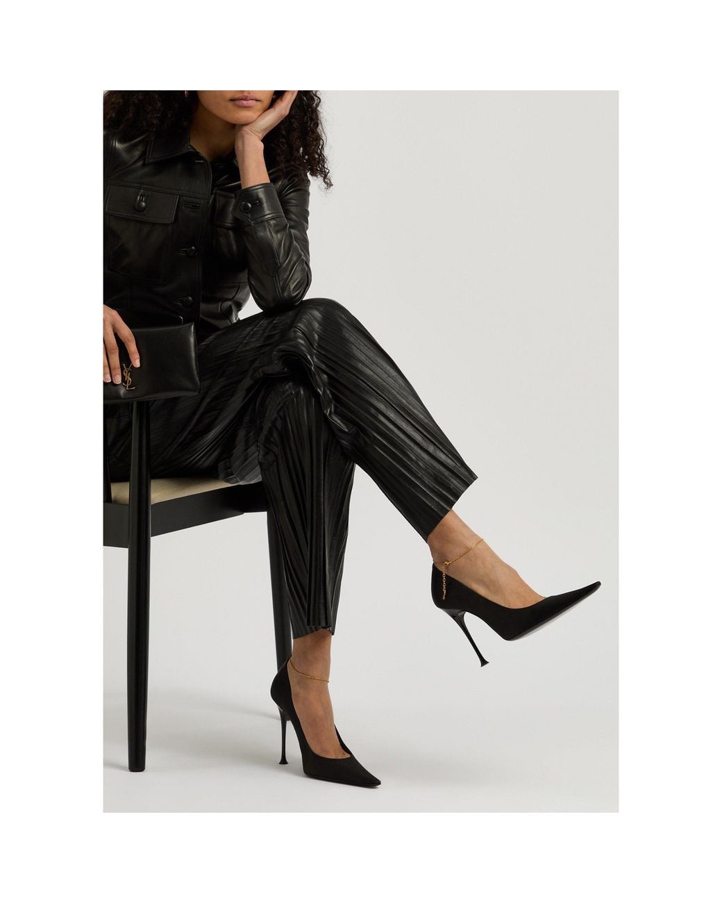Saint Laurent Black Satin Pumps
