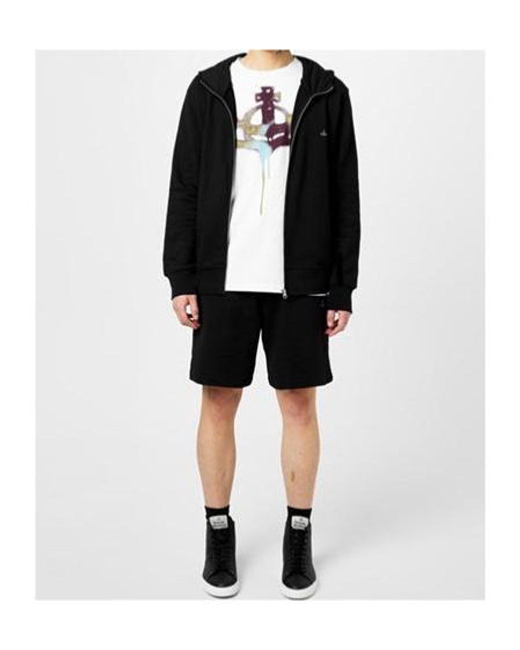 Vivienne Westwood Black Embroidered Orb Shorts for men