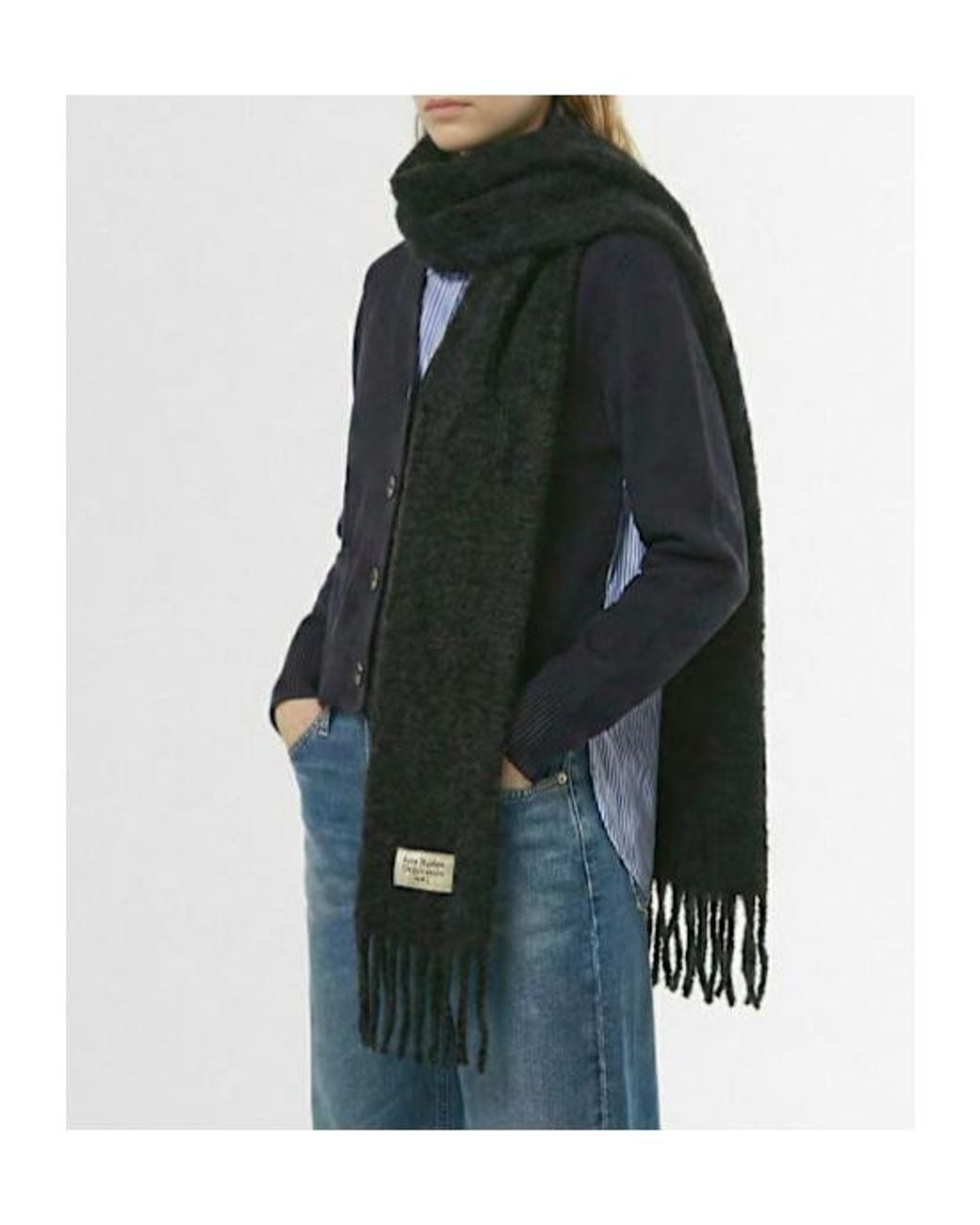 Acne Black Voxy Mohair Blend Scarf