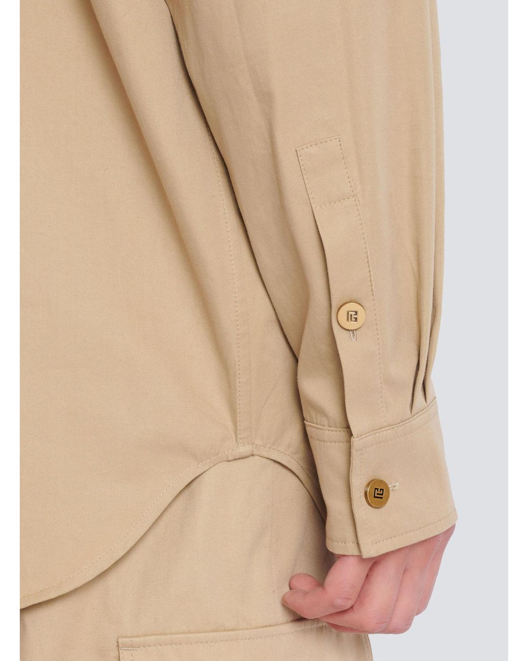 Balmain Natural Safari Collared Long-Sleeve Shirt for men