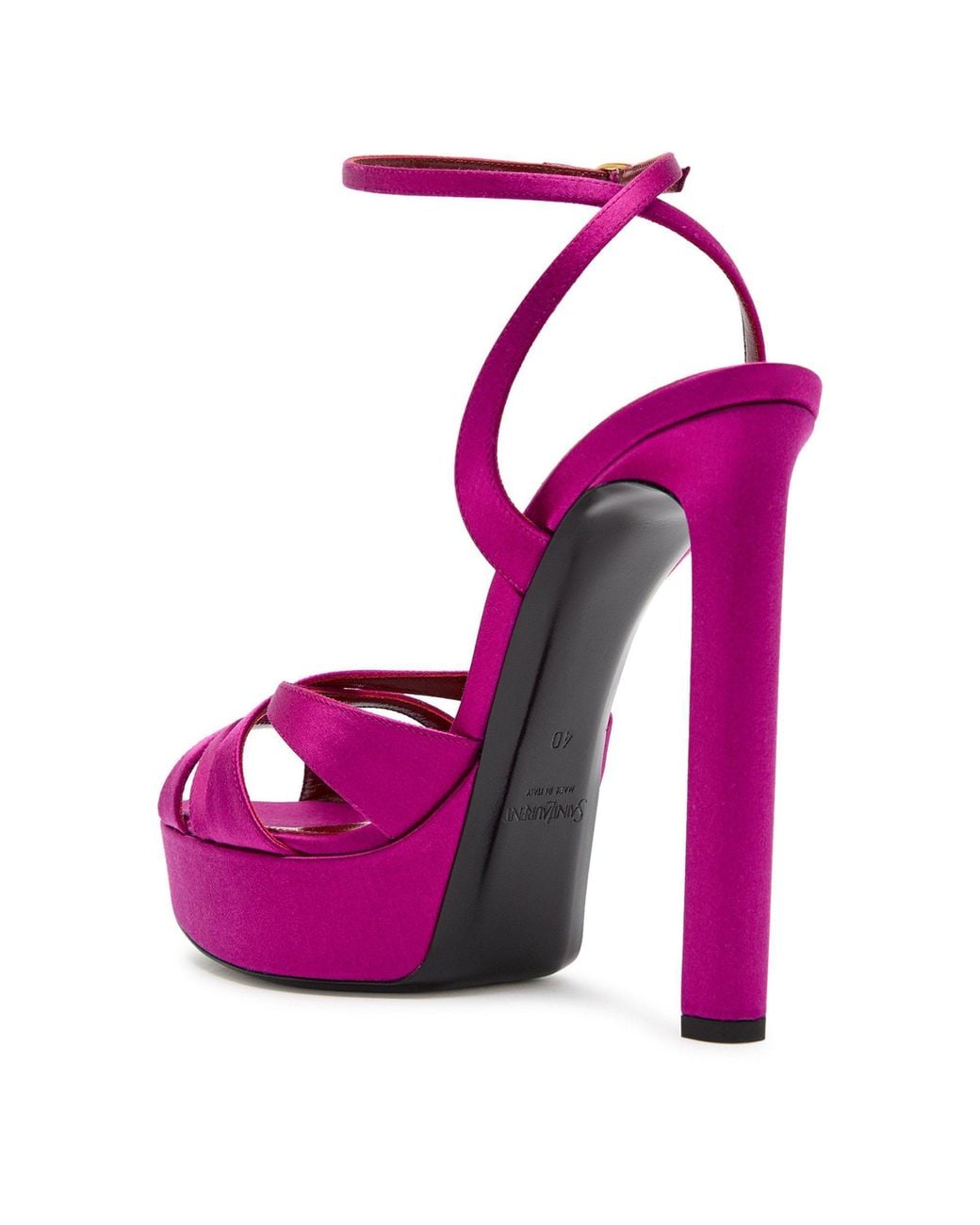 Saint Laurent Pink Satin Heeled Sandals