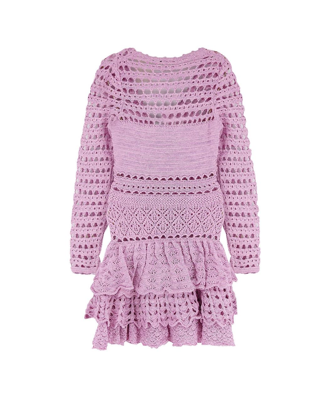 retroféte Purple Retrofete Crochet Ruffled Knitted Dress