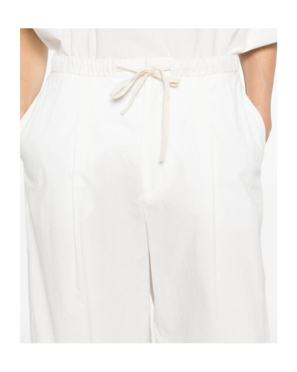 Soeur White Lace-Up Casual Pants