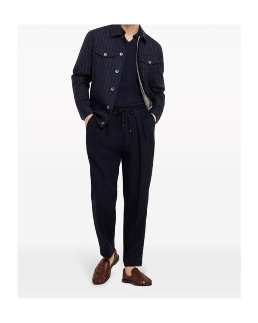 Brunello Cucinelli Blue Elasticated Waistband Drawstring Pants for men