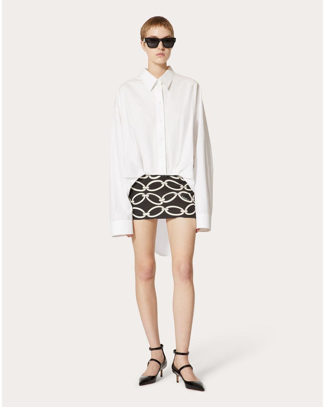 Valentino White Chain 1967 Long-Sleeved Mini Dress