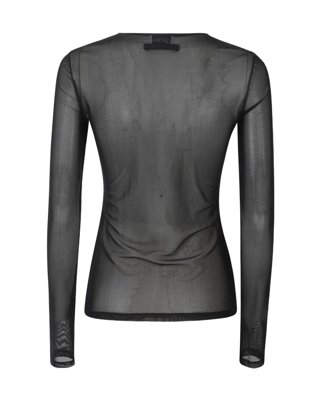 Jean Paul Gaultier Gray Mesh Crewneck Long Sleeves Top Embroidered