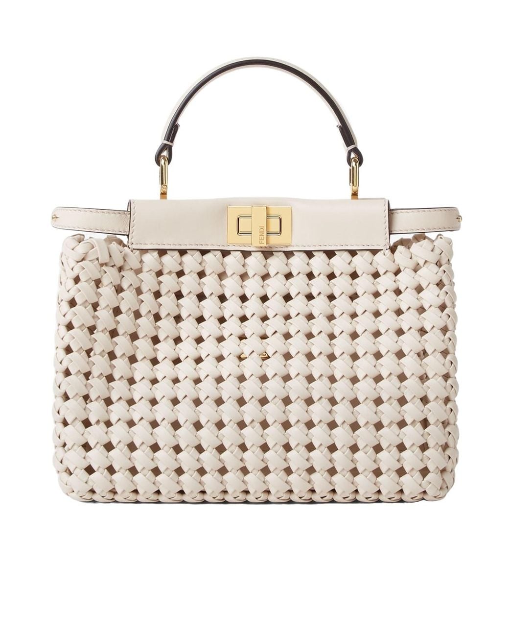 Fendi Natural Camellia Interlaced Leather Bag