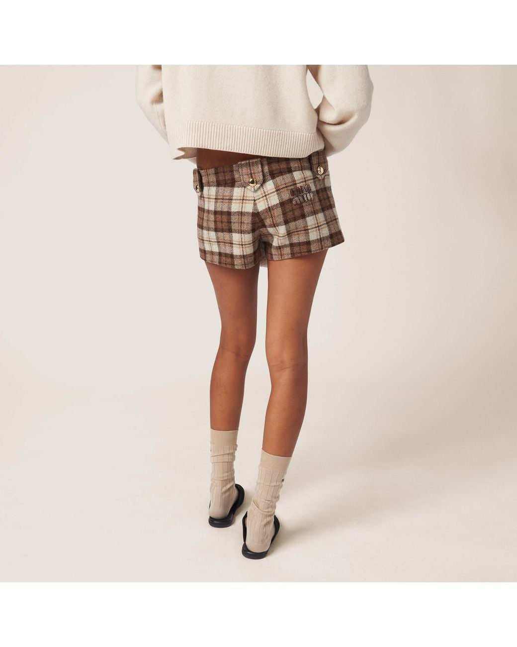 Miu Miu Brown Checked Shorts