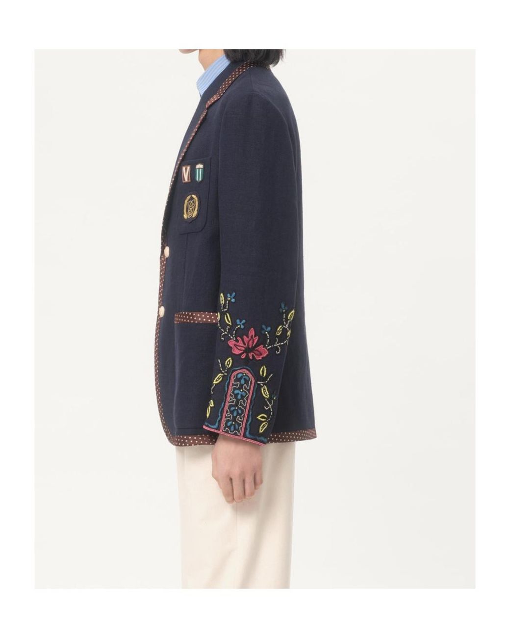 Valentino Blue Lapel Long-Sleeved Suit Jacket for men