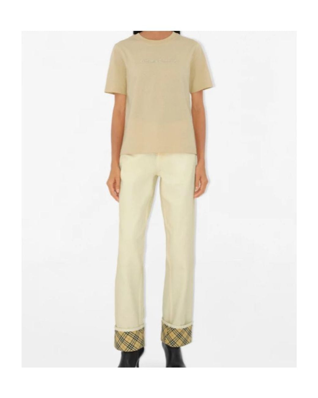 Burberry Natural Logo Embroidered Crewneck T-Shirt