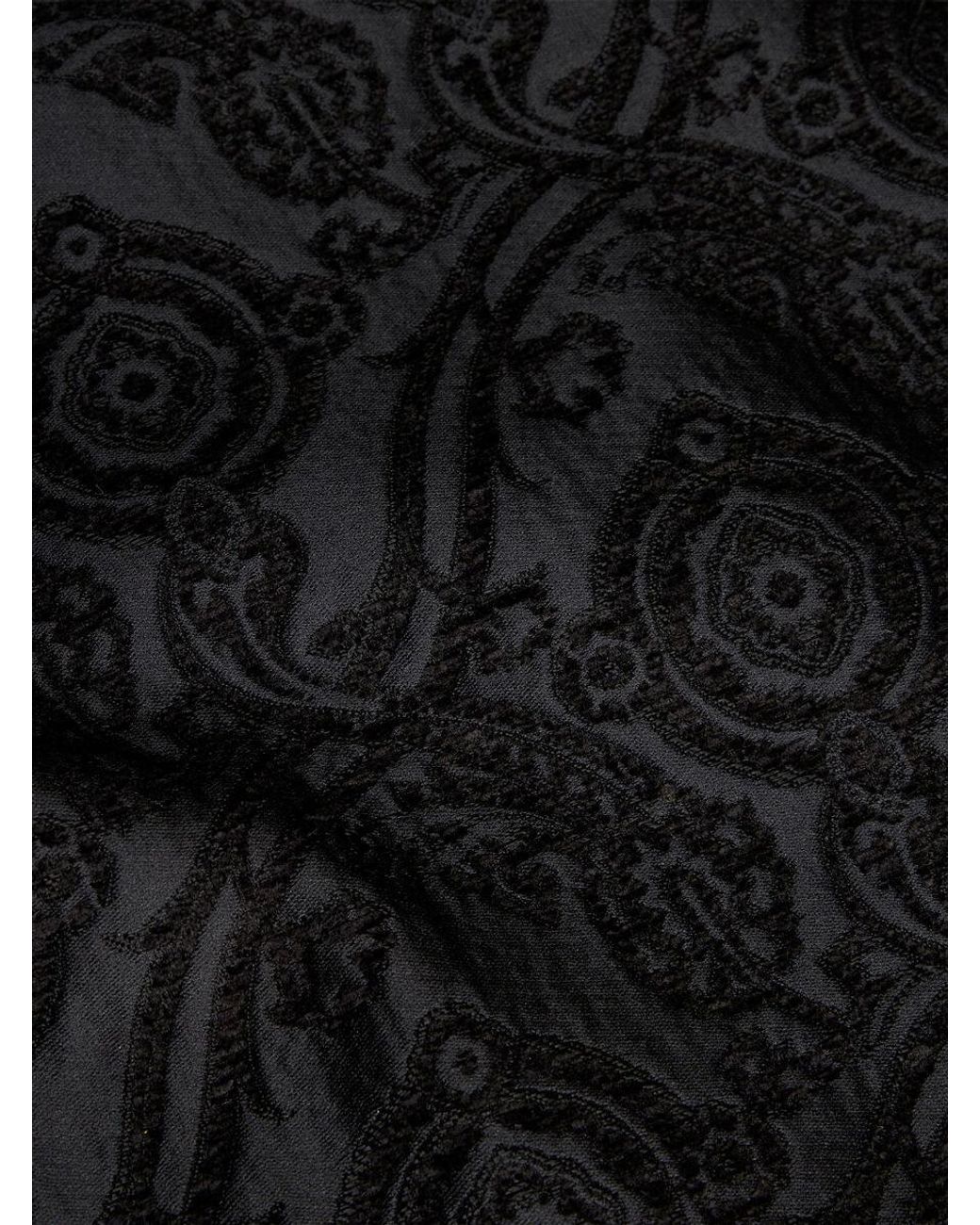 Etro Black Chenille Jacquard Belted Coat