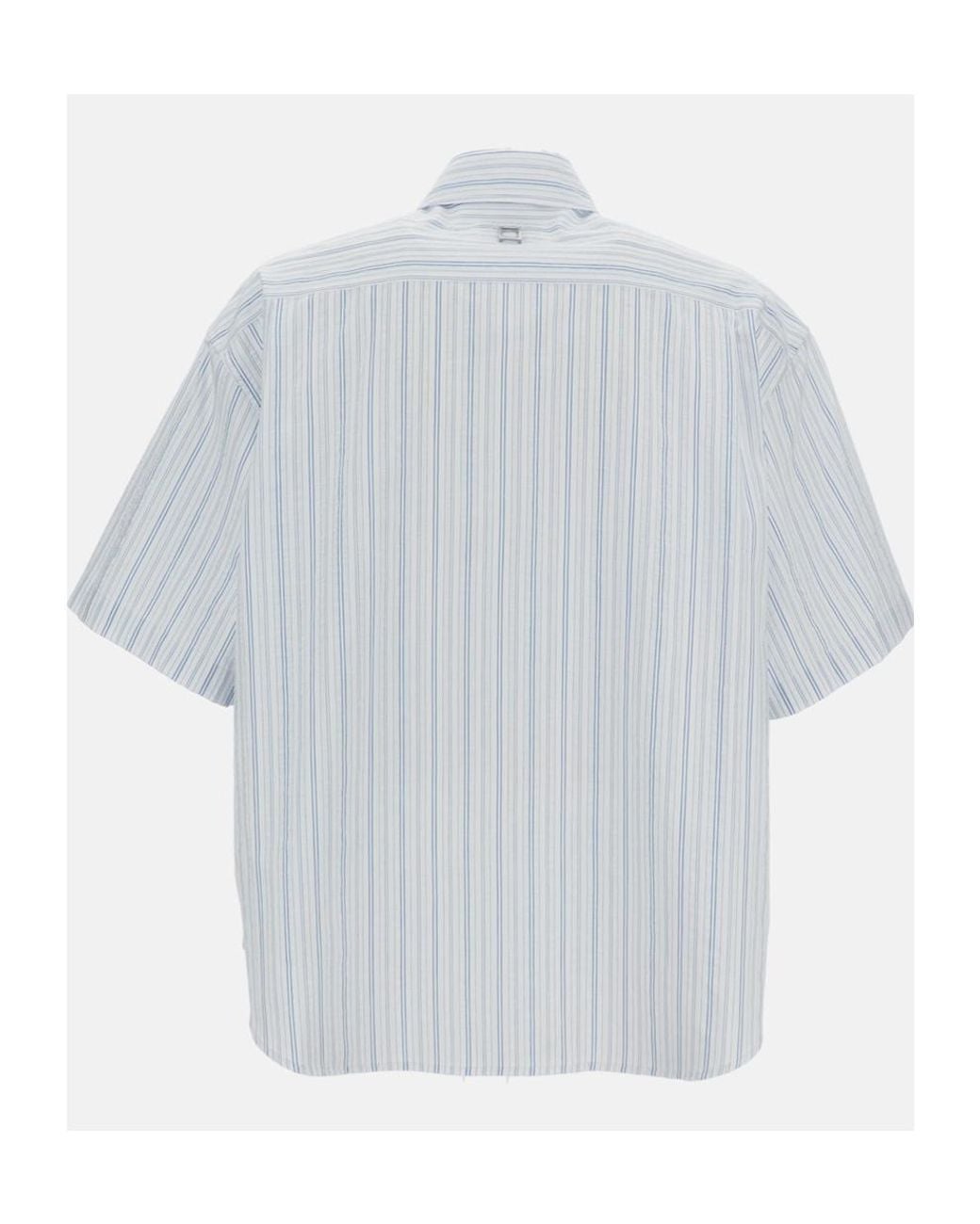 Wooyoungmi White Striped Short-Sleeved Shirt for men