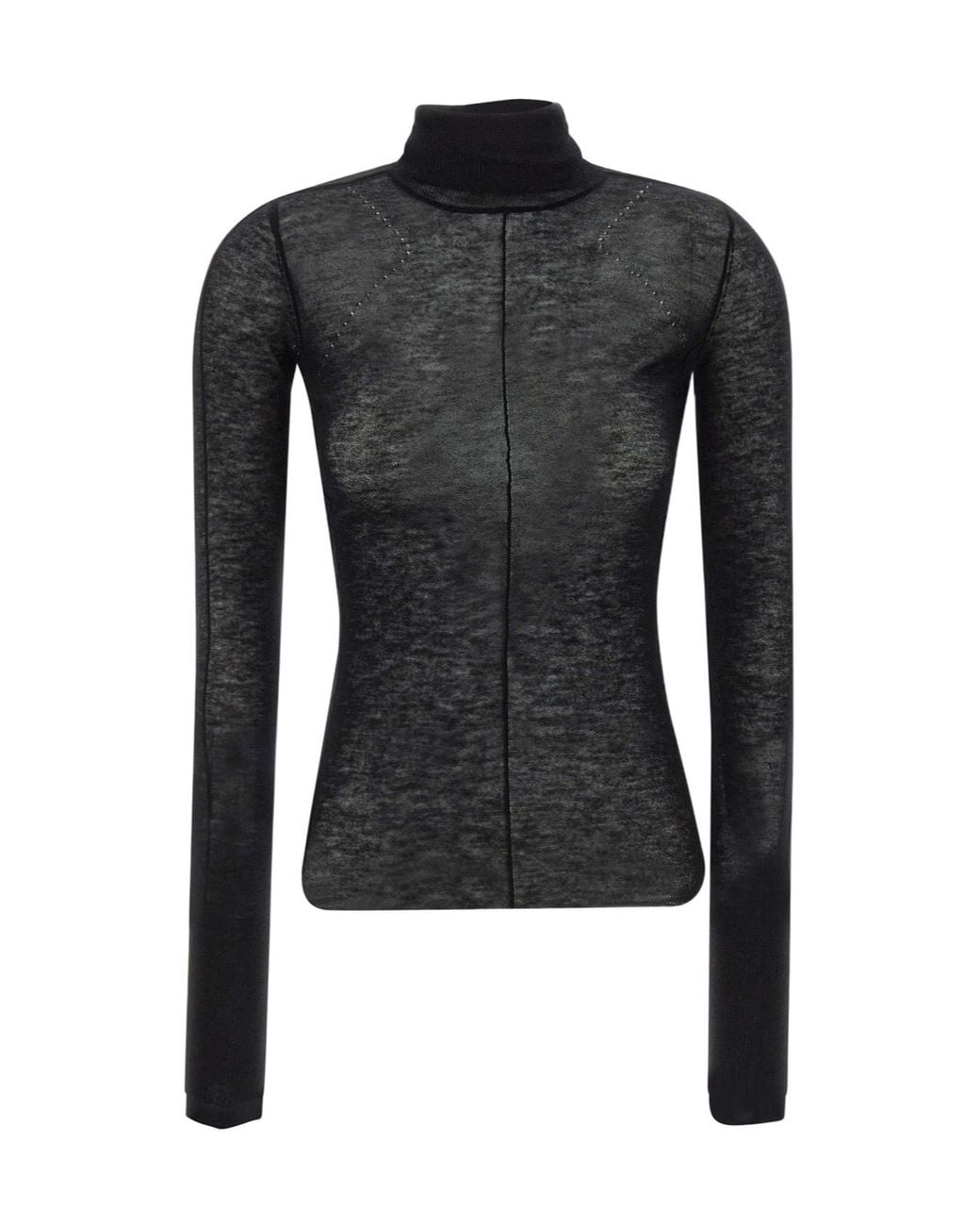 Elisabetta Franchi Black Sheer Turtleneck Knitted Sweater