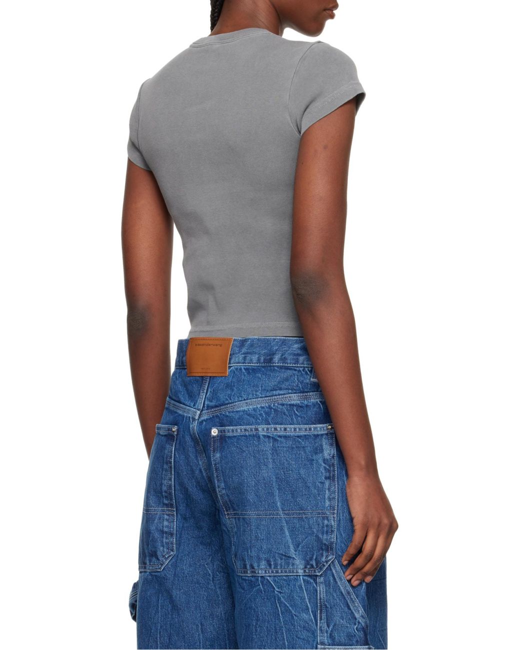 Alexander Wang Gray Logo-Embellished Crewneck T-Shirt