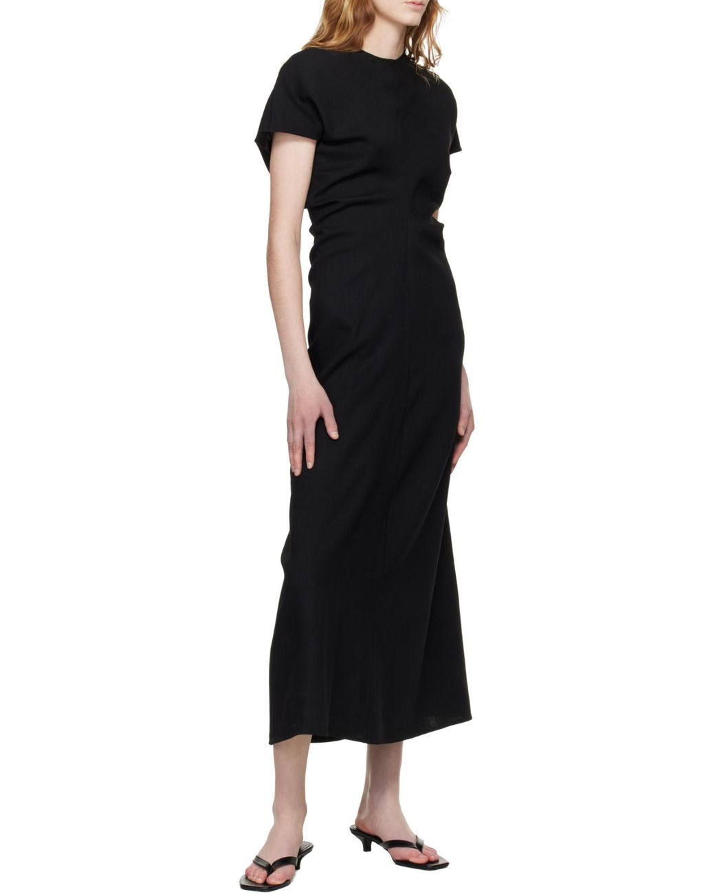 Totême  Black Short-sleeve Midi Dress
