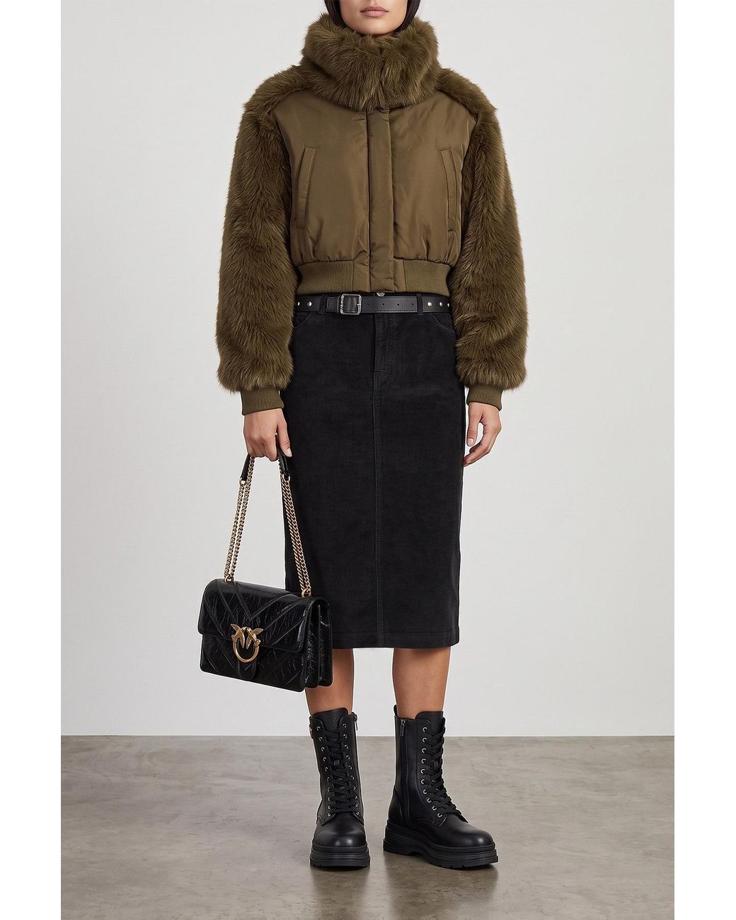 Pinko Black Belted Pencil Skirt