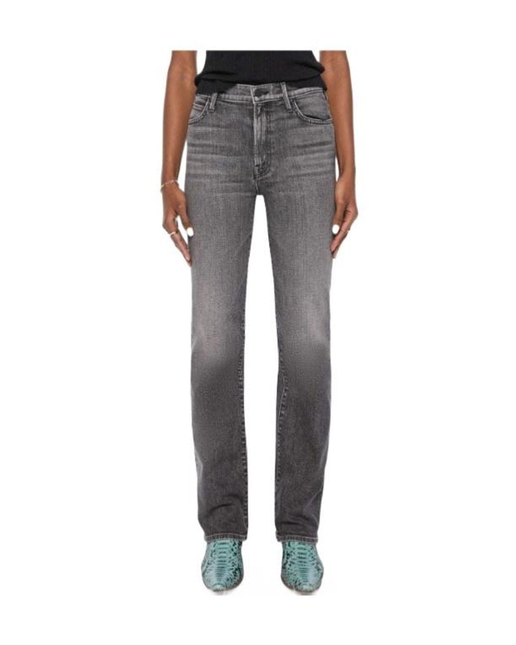 Mother Gray The Kick It High-Rise Straight Jeans