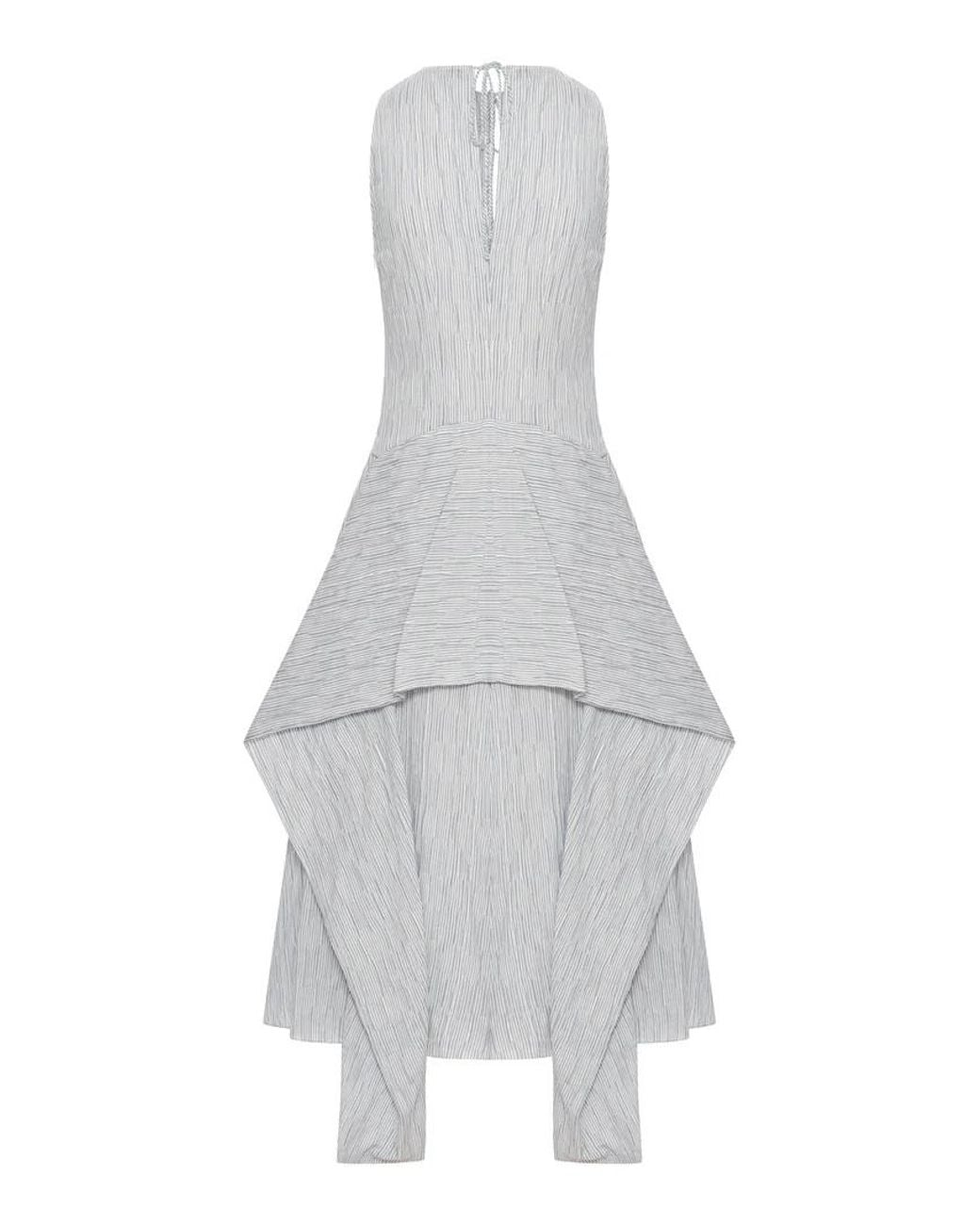 Loewe White Striped Asymmetric Hem Dress