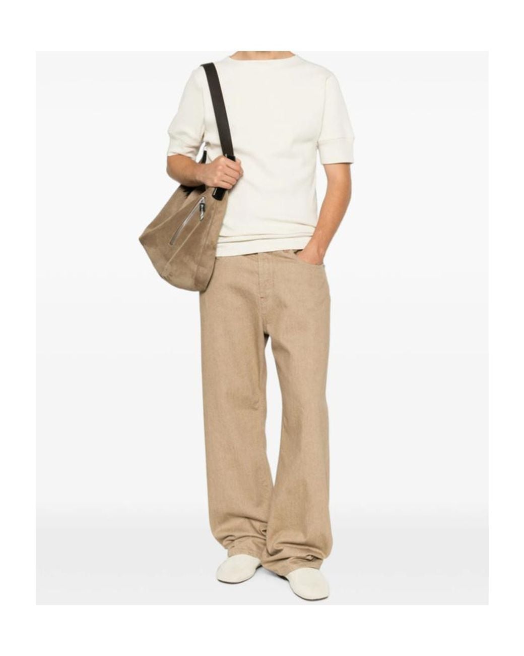 Lemaire White Ribbed-Knit Short-Sleeved T-Shirt for men