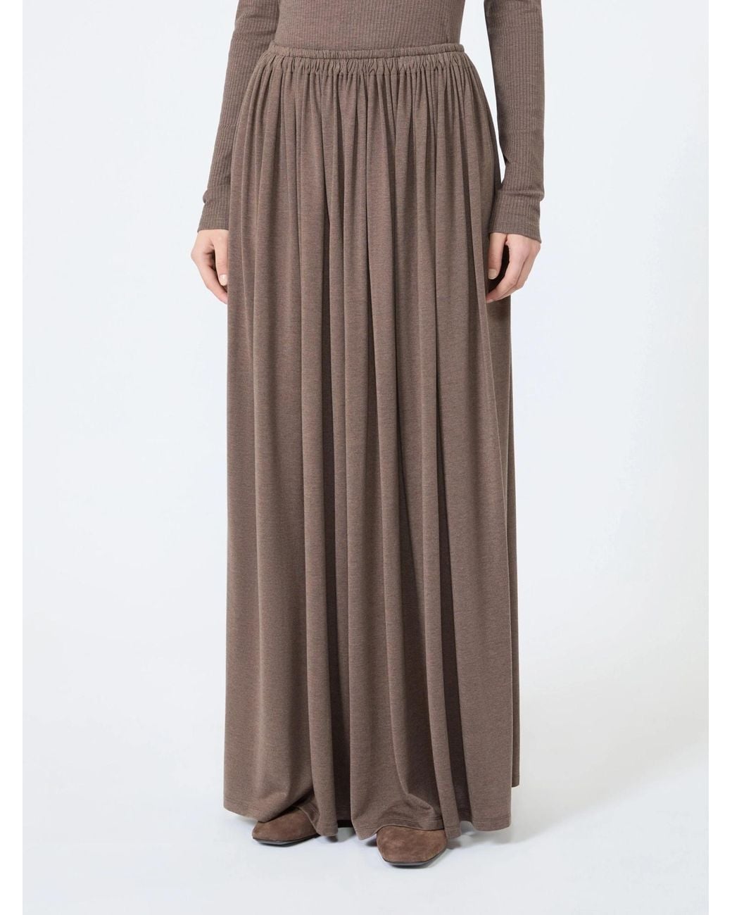 Max Mara Brown Livrea Pleated Maxi Skirt
