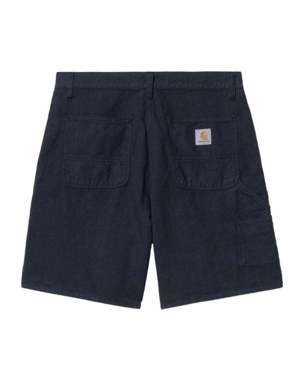 Carhartt Blue Walter Single Knee Logo-Patch Shorts for men
