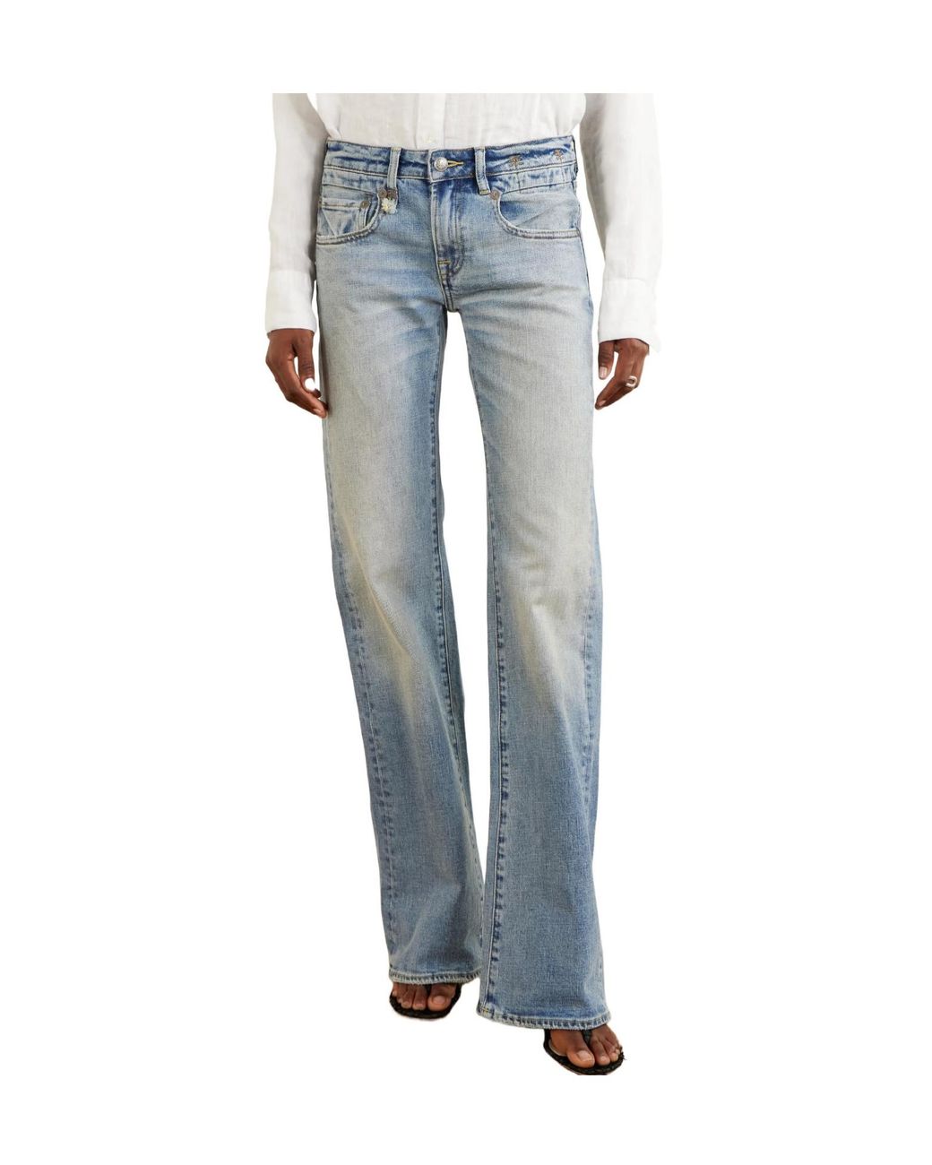 R13 Blue Flare Low-Rise Jeans