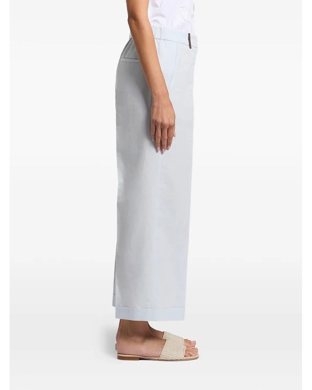Peserico Blue Cuffed Hem Straight-Leg Trousers