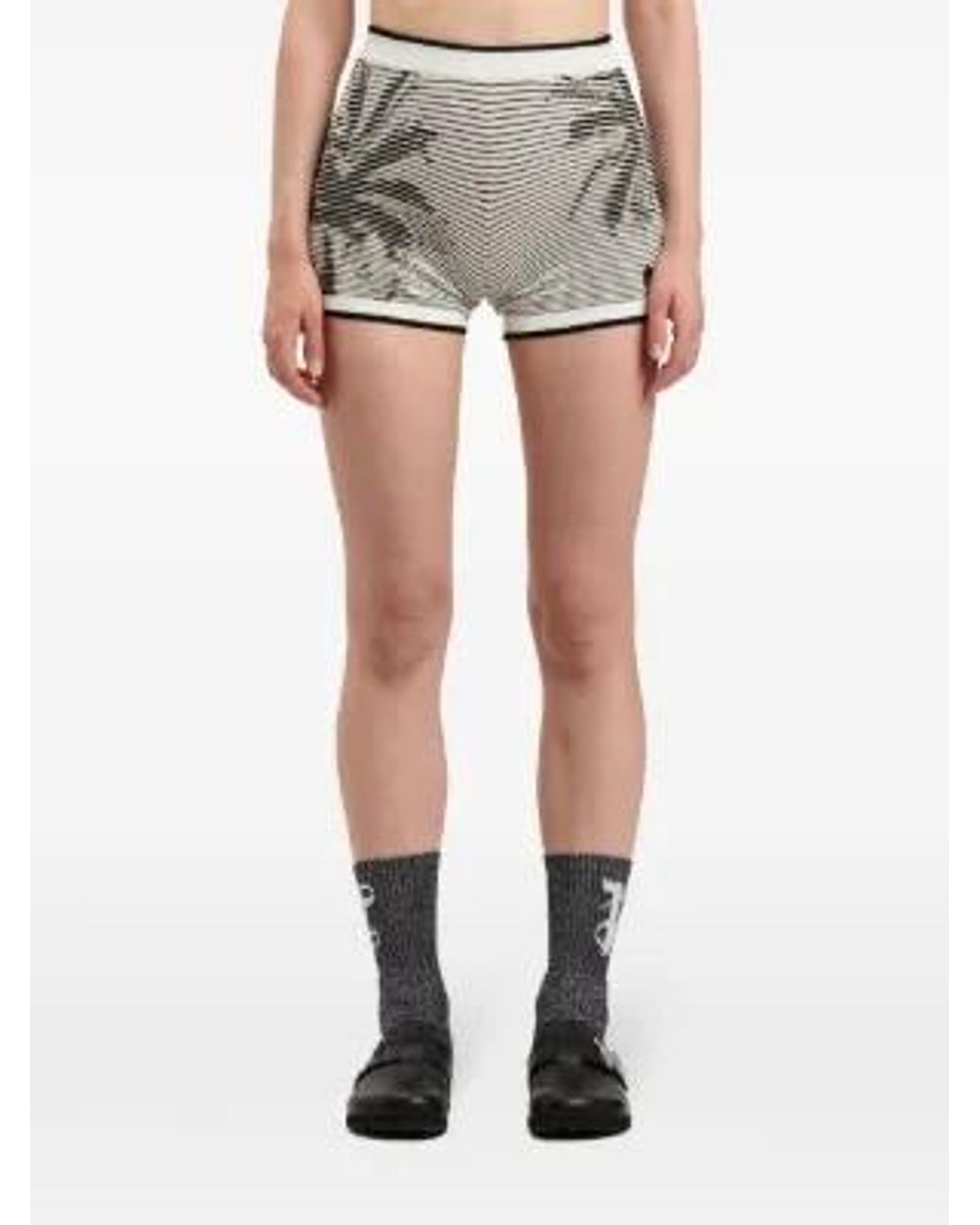 Palm Angels White Palms-Jacquard Kniited Shorts