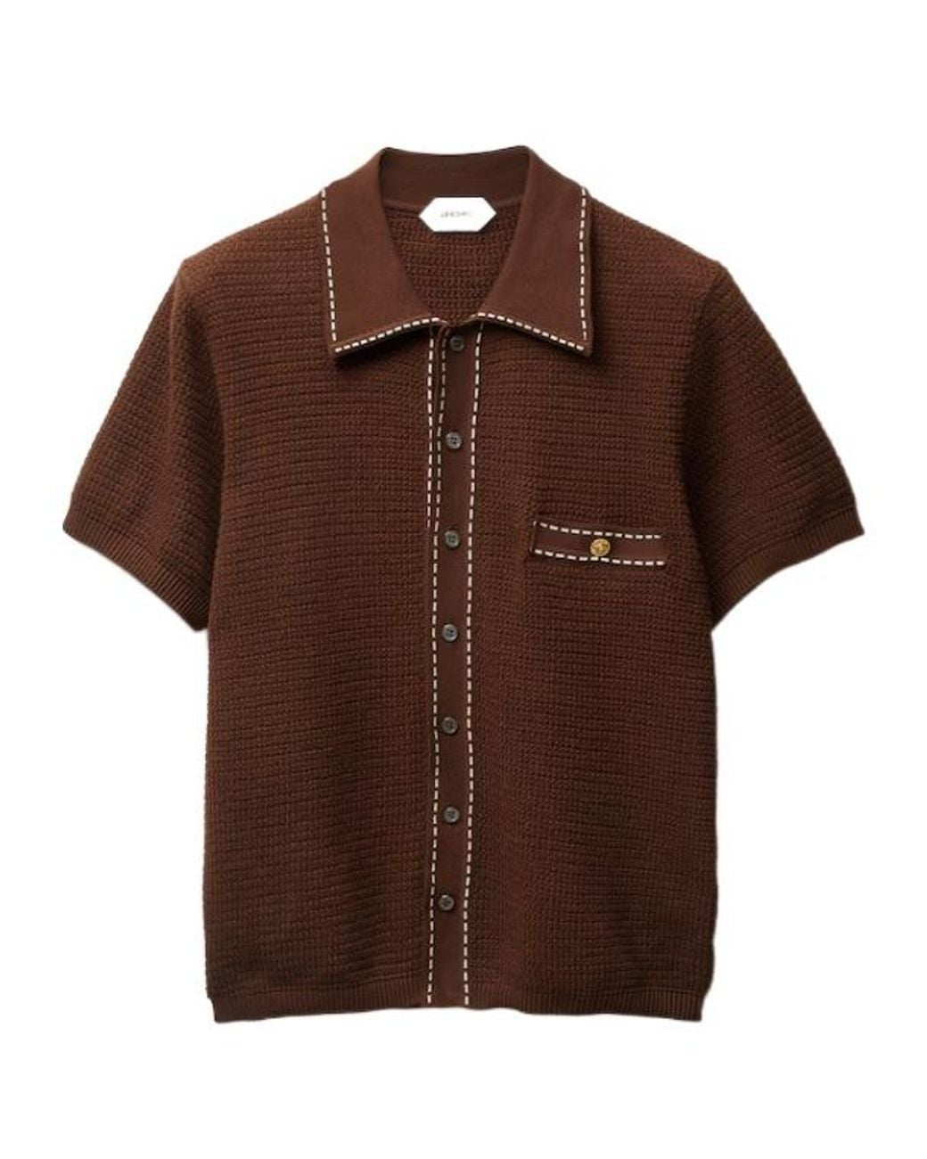 Versace Brown Short-Sleeved Knitted Shirt for men