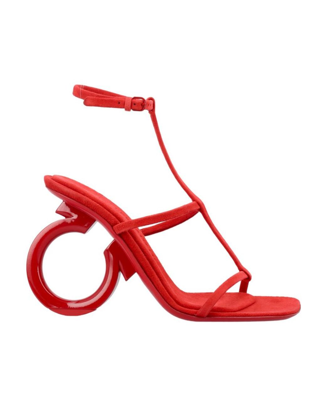 Ferragamo Red Ferragamo Elina Square-Toe Sandals