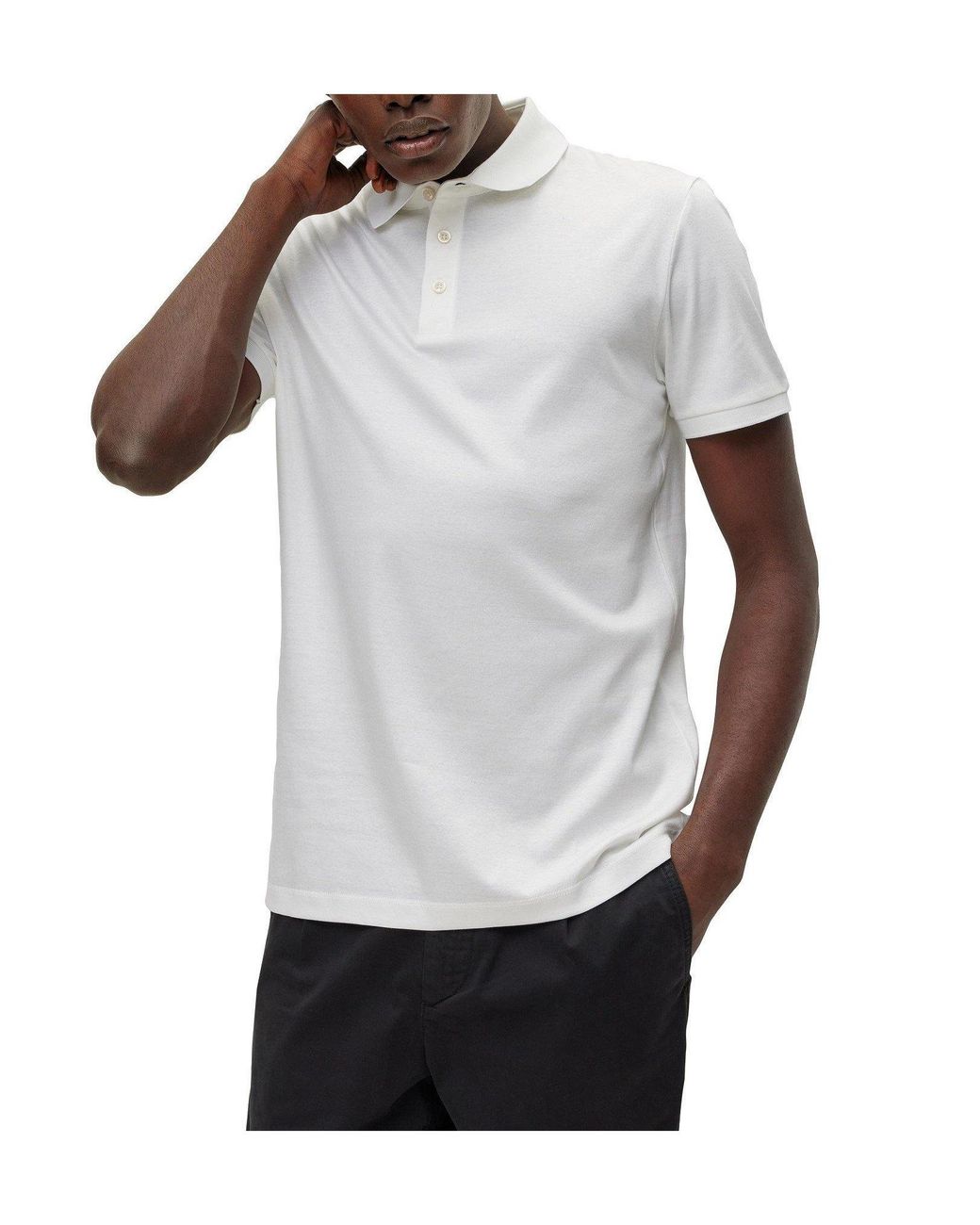 Boss White Sleeve Polo Shirt for men