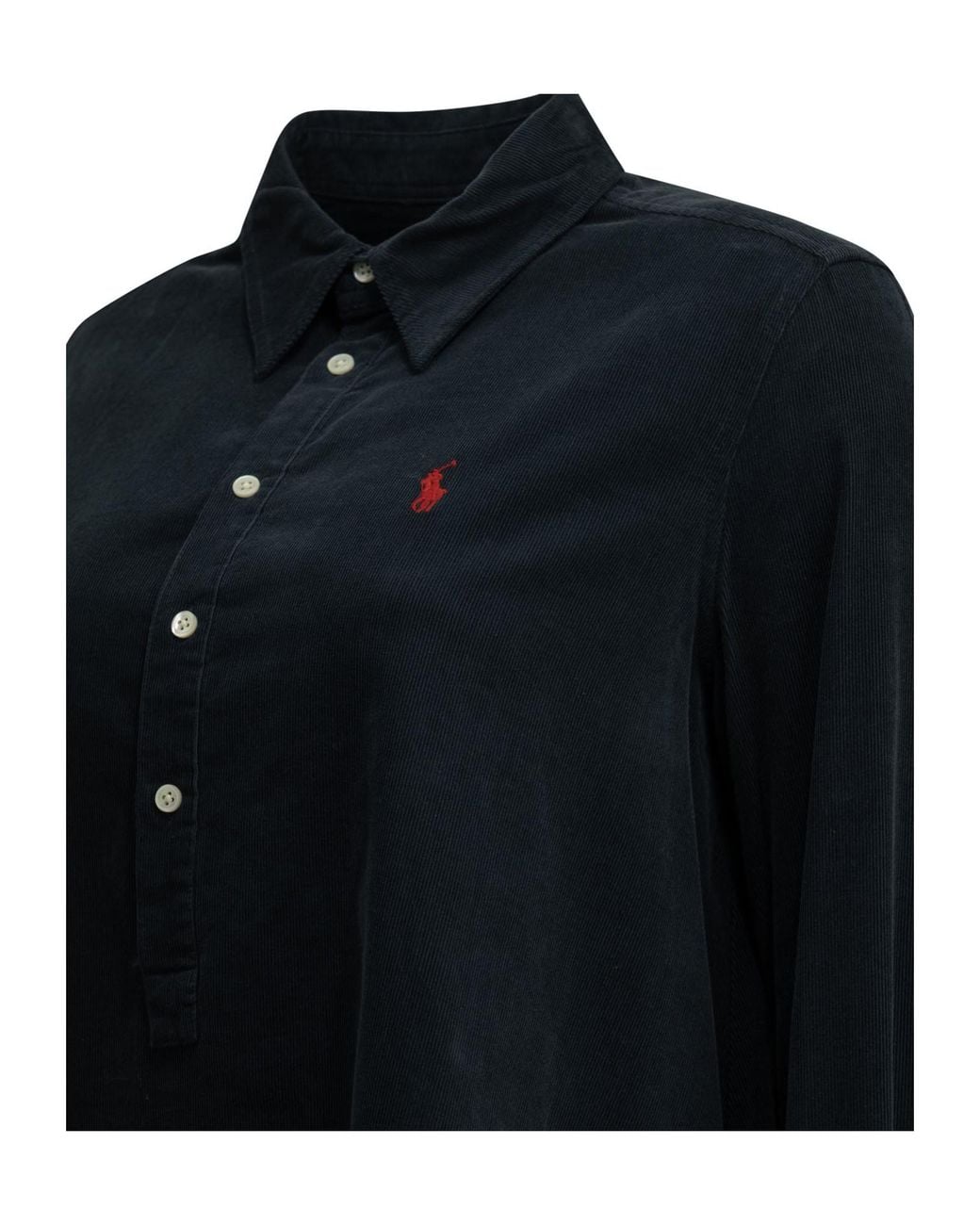 Polo Ralph Lauren Black Corduroy A-Line Shirt Dress