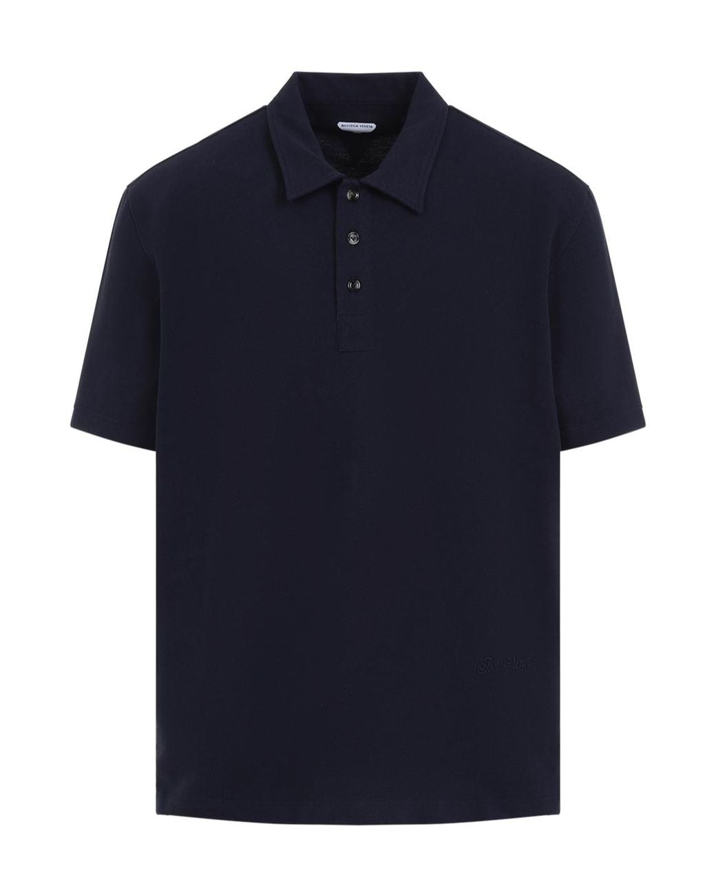 Bottega Veneta Blue Logo Embroidered Short-Sleeved Polo Shirt for men