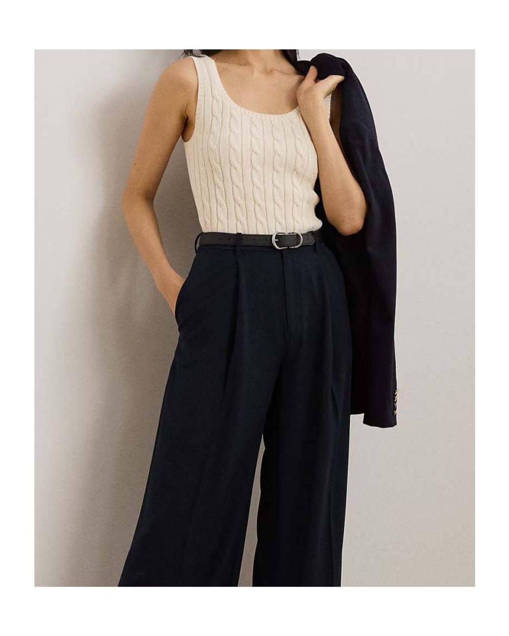 Ralph Lauren Natural Cable-Knit Scoop-Neck Top