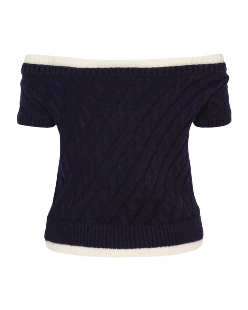 ShuShu/Tong Blue Bow-Detail Cable-Knit Sweater