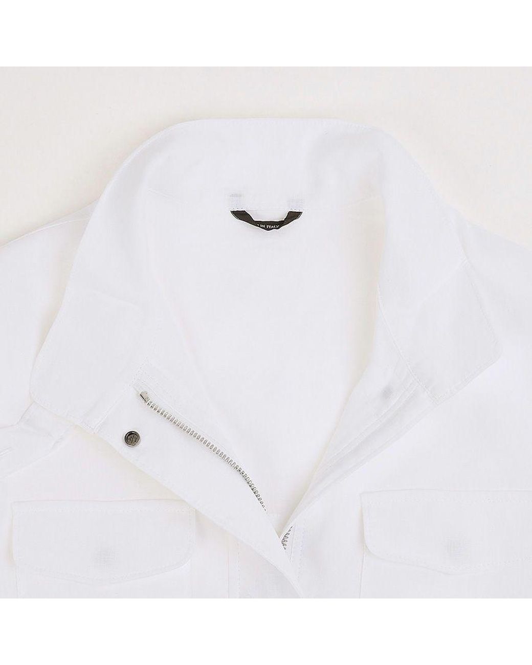 Loro Piana White Collared Drawstring Jacket