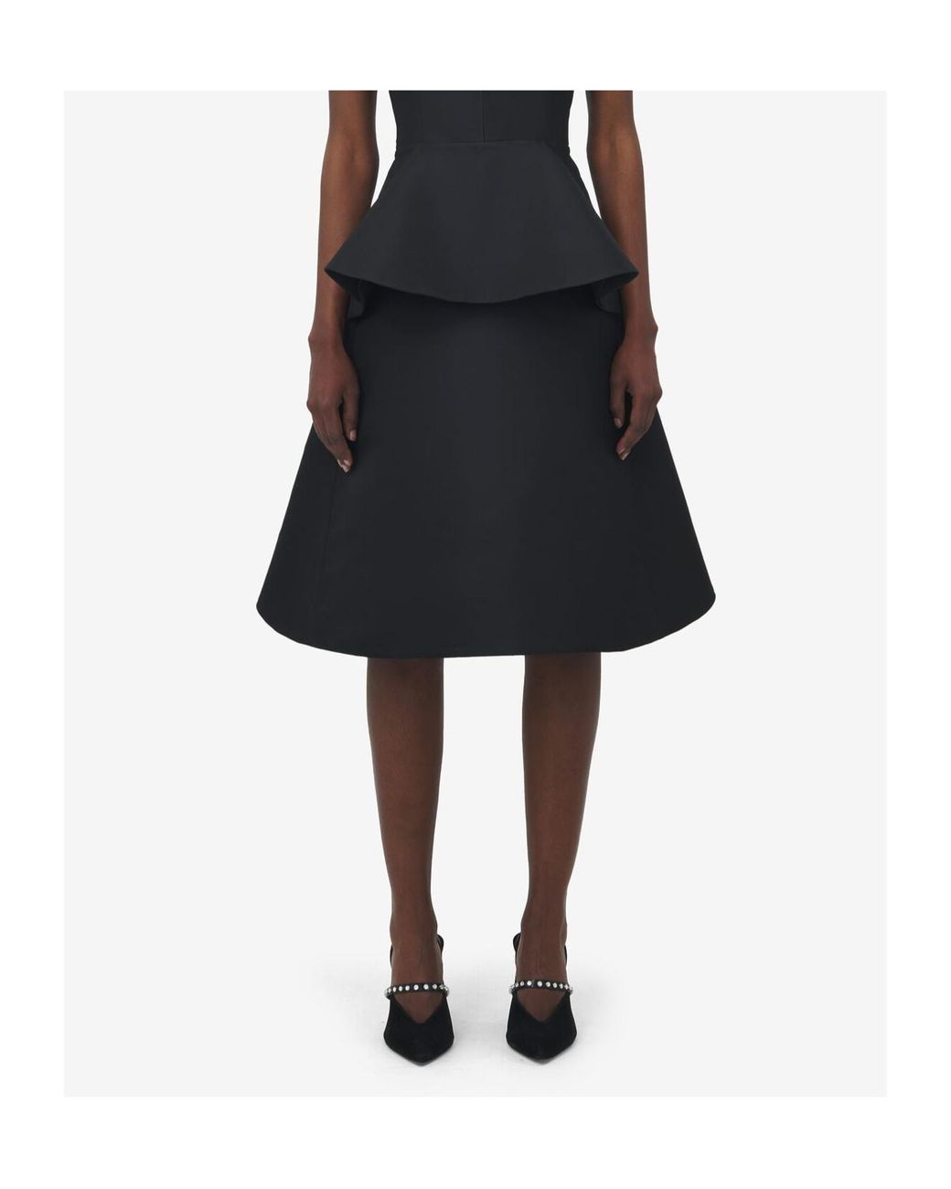 McQueen Black Duchess Midi Skirt