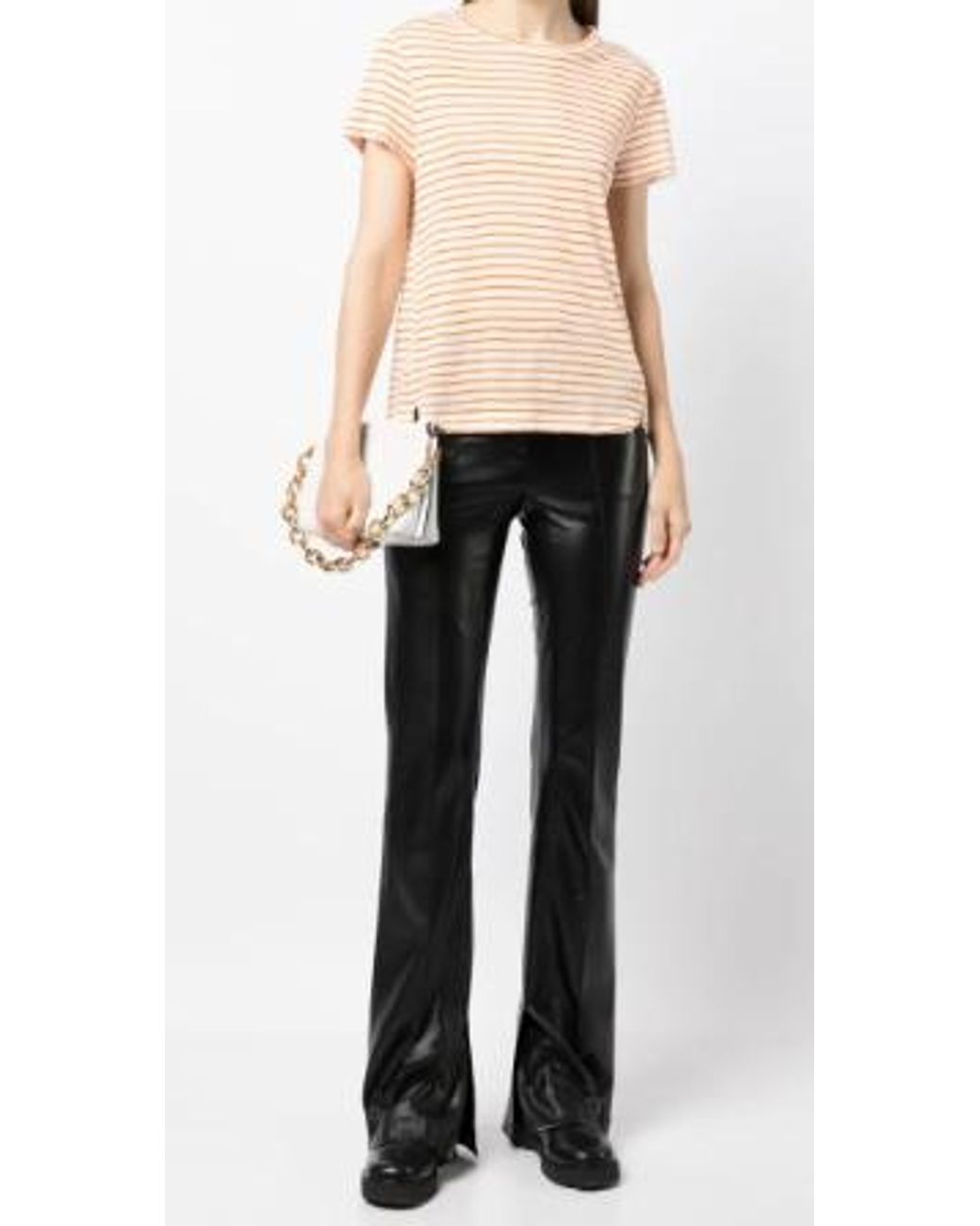 FRAME Natural Striped Organic-Linen T-Shirt