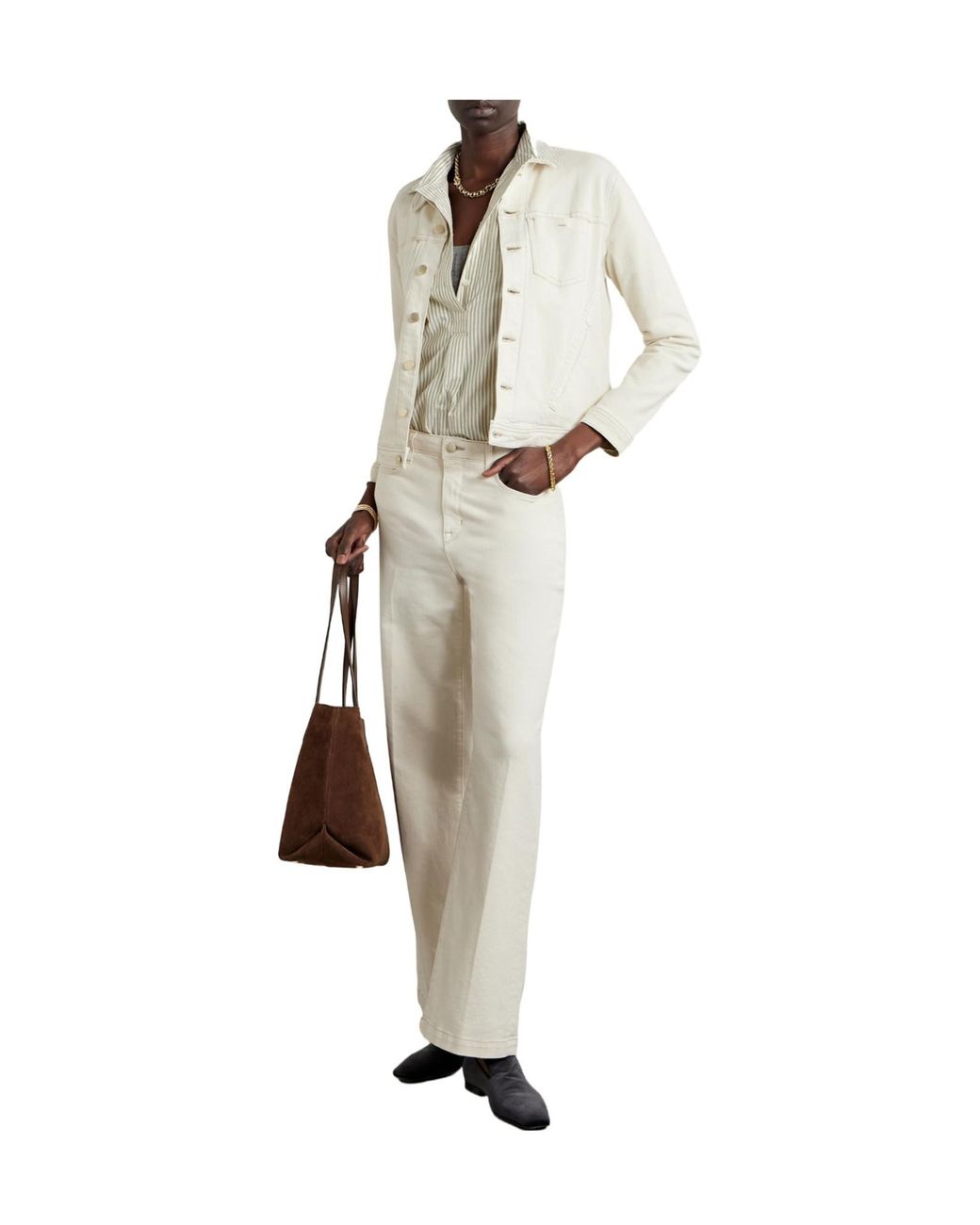 L'Agence White Stretch-Denim Jacket