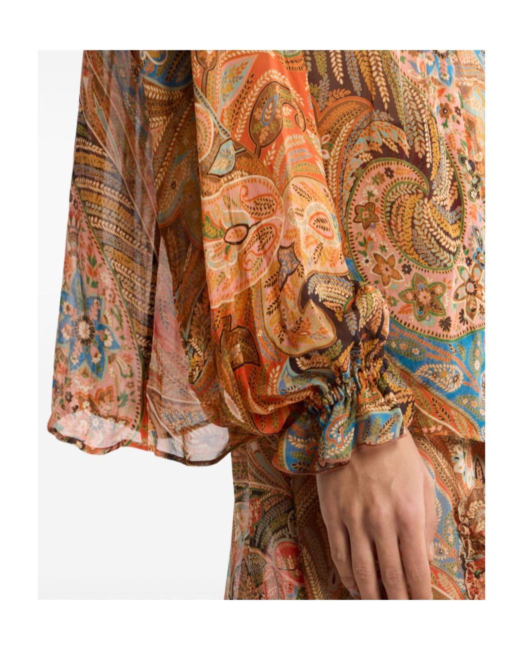 Etro Brown Paisley Ruffled Blouse