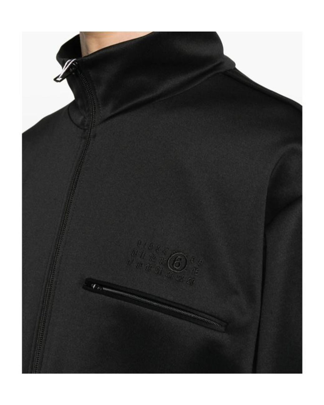 MM6 by Maison Margiela Black Logo Embroidered High-Neck Sweatshirt
