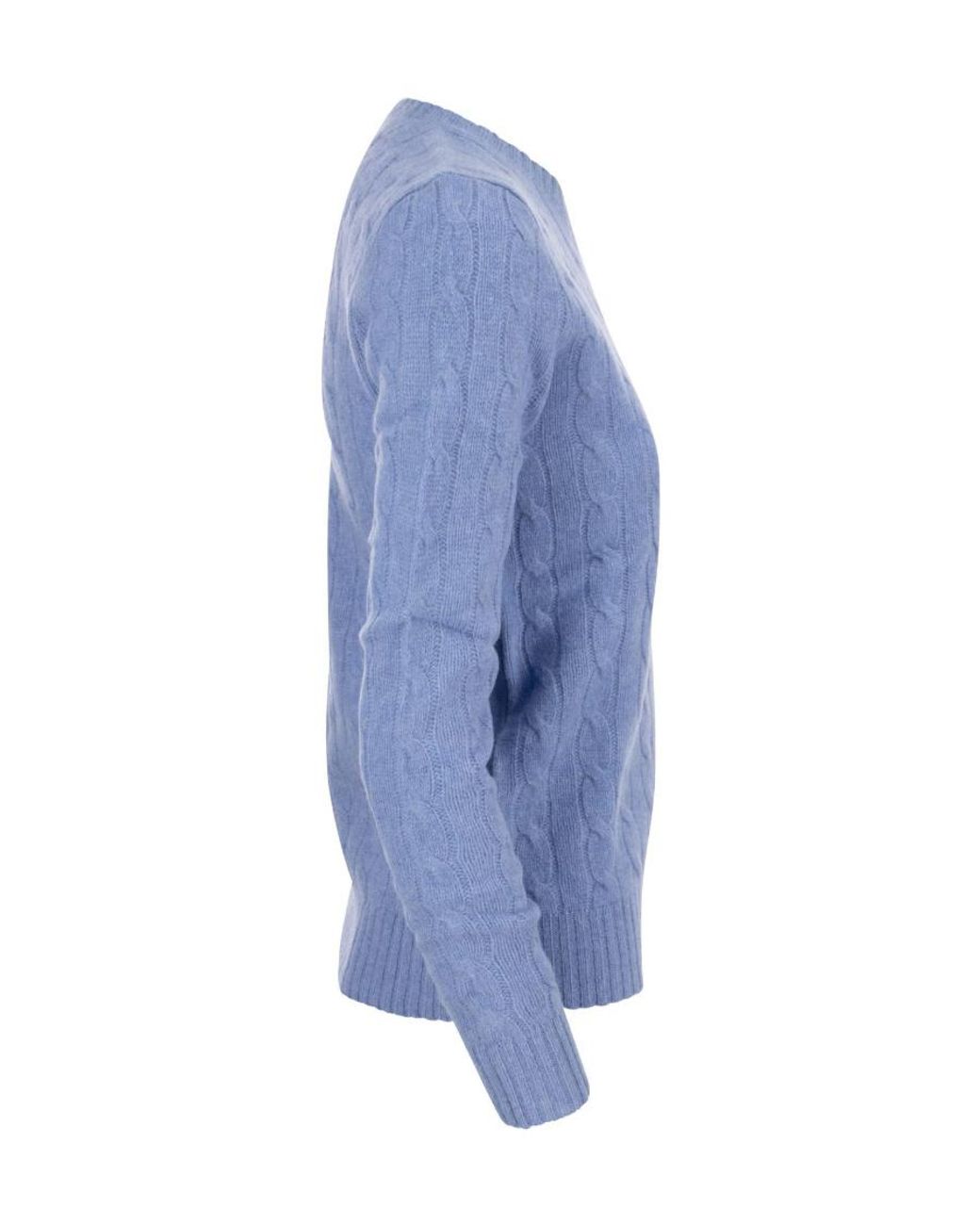 Polo Ralph Lauren Blue Logo-Embroidered Cable-Knit Jumper
