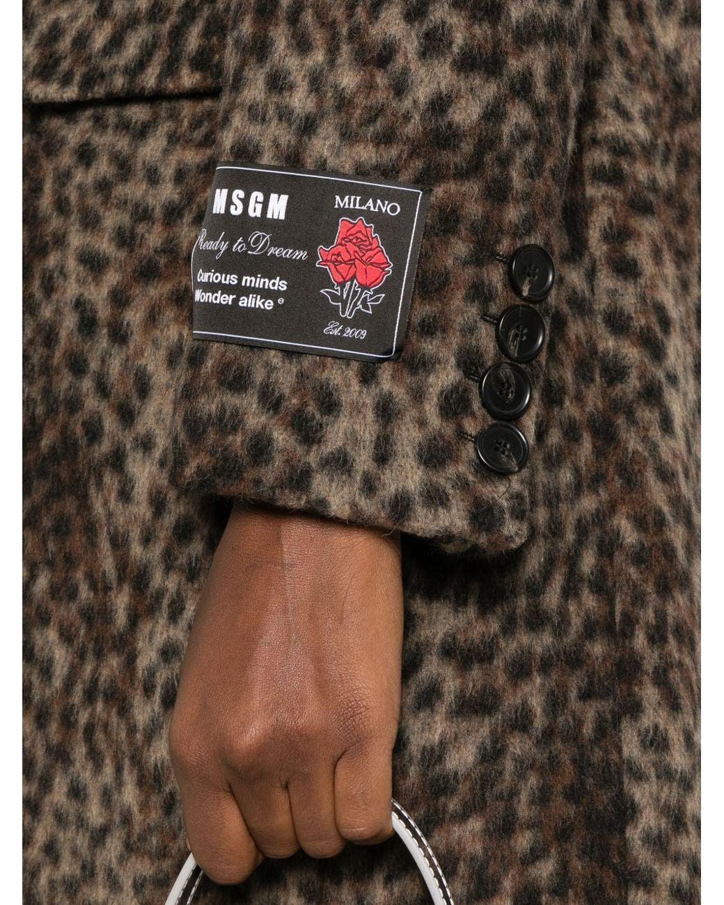 MSGM Brown Print Single Breasted Long Coat