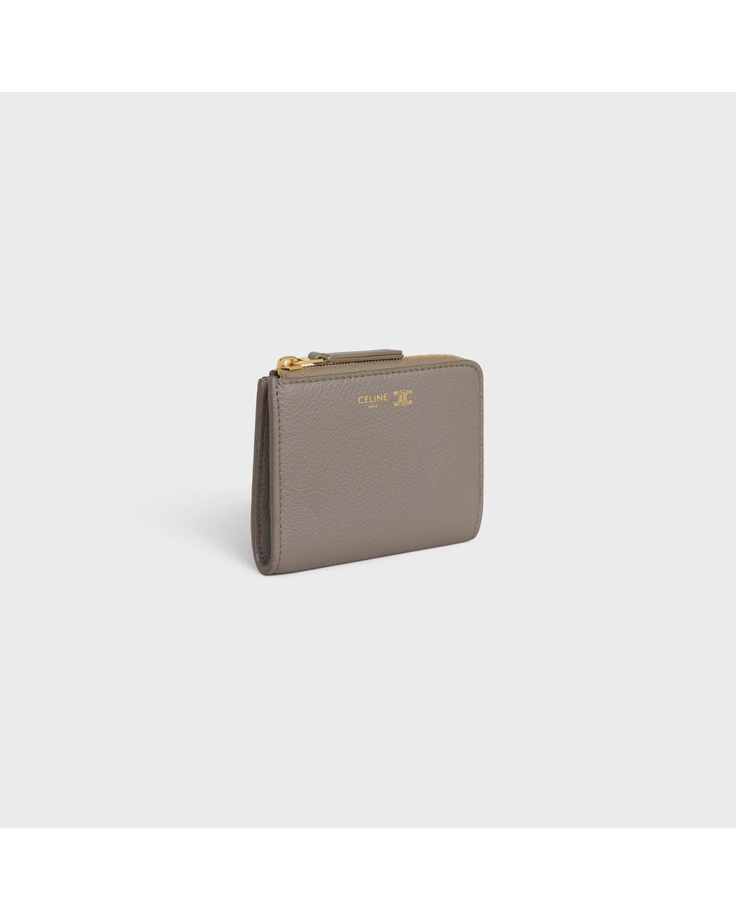 Céline Gray Flat Zipped Wallet Triomphe Stamp