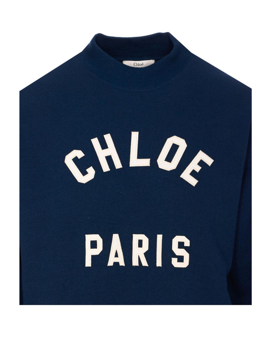 Chloé Blue Chloé Logo Printed Mock-Neck Sweatshirt