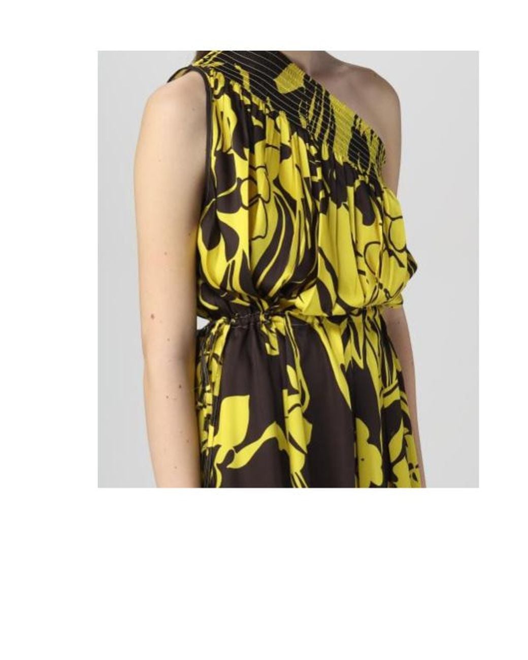 N°21 Yellow Floral-Print One-Shoulder Midi Dress