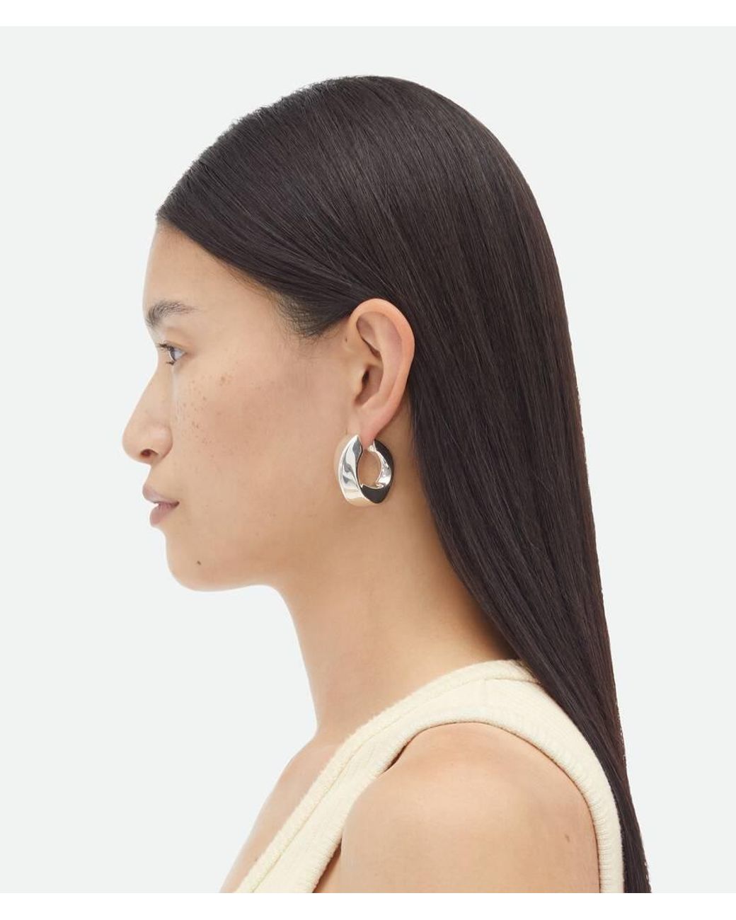 Bottega Veneta White Twist Hoop Earrings